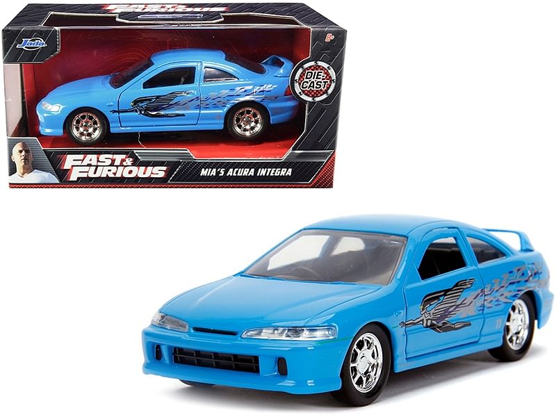 Mia’s Acura Integra Light Blue with Graphics “Fast & Furious” Movie 1/32 Diecast Model Car by Jada