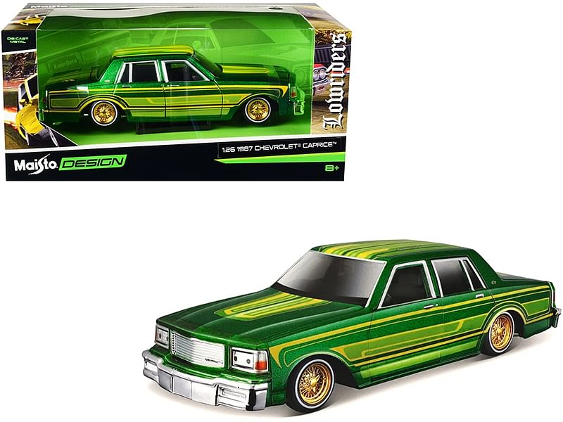 1987 Chevrolet Caprice Green Metallic with Graphics “Lowriders” “Classic Muscle” Series 1/26 Diecast Model Car by Maisto