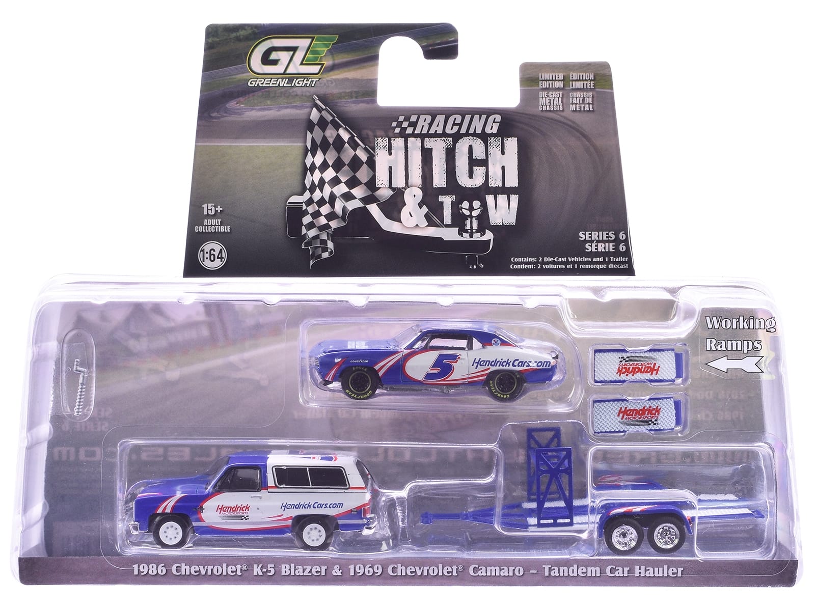 "Racing Hitch & Tow" Series #6 Set of 3 pieces 1/64 Diecast Model Cars by Greenlight - Image 4