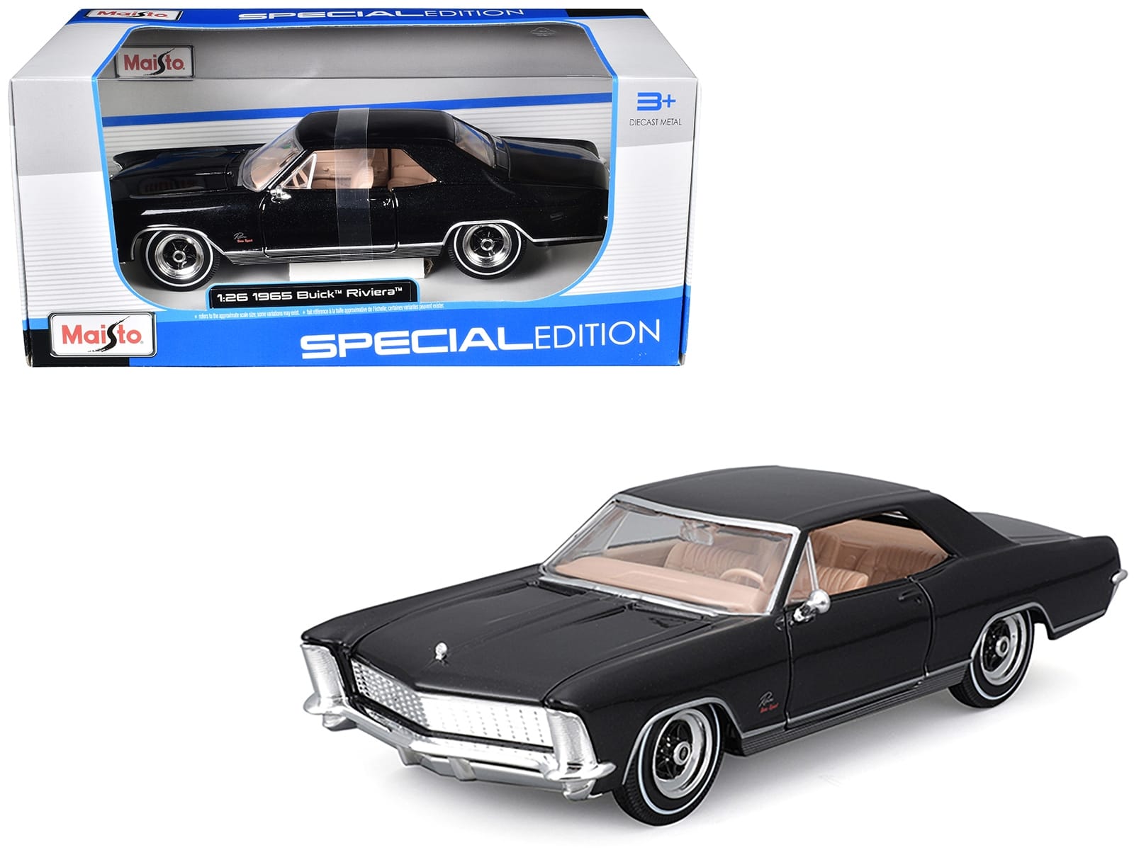 1965 Buick Riviera Gran Sport Black Metallic "Special Edition" Series 1/26 Diecast Model Car by Maisto - Image 3