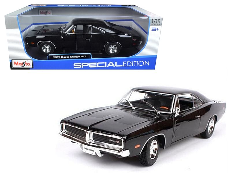 1969 Dodge Charger R/T Black 1/18 Diecast Model Car by Maisto