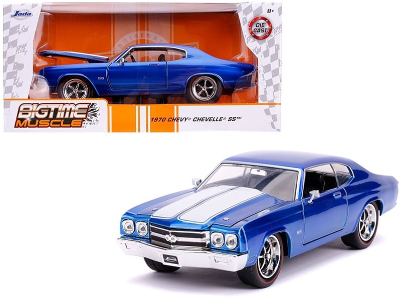 1970 Chevrolet Chevelle SS Candy Blue with White Stripes “Bigtime Muscle” 1/24 Diecast Model Car by Jada