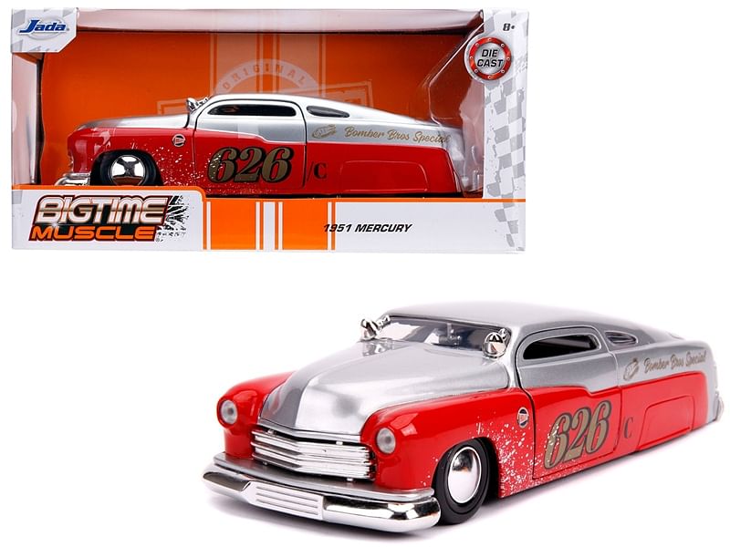 1951 Mercury Silver and Red #626 “Holley” “Bomber Bros Special” “Bigtime Muscle” 1/24 Diecast Model Car by Jada