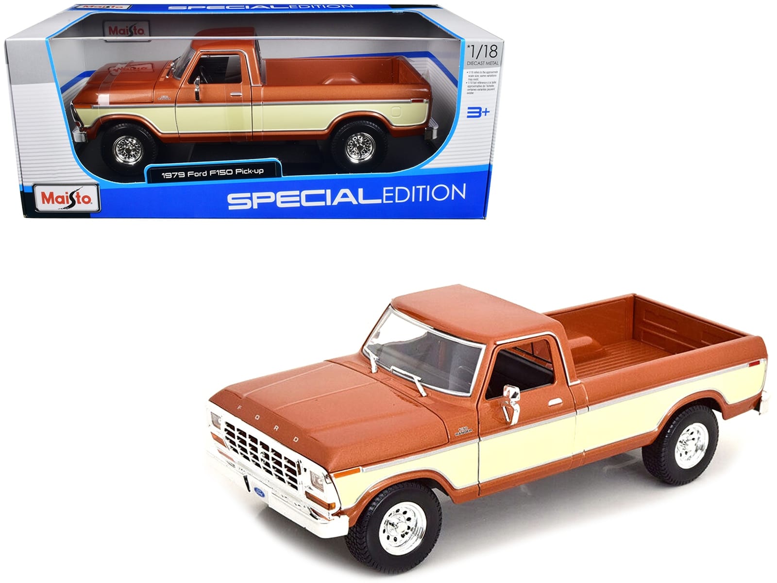 1979 Ford F-150 Ranger Pickup Truck Brown Metallic and Cream "Special Edition" 1/18 Diecast Model Car by Maisto - Image 2