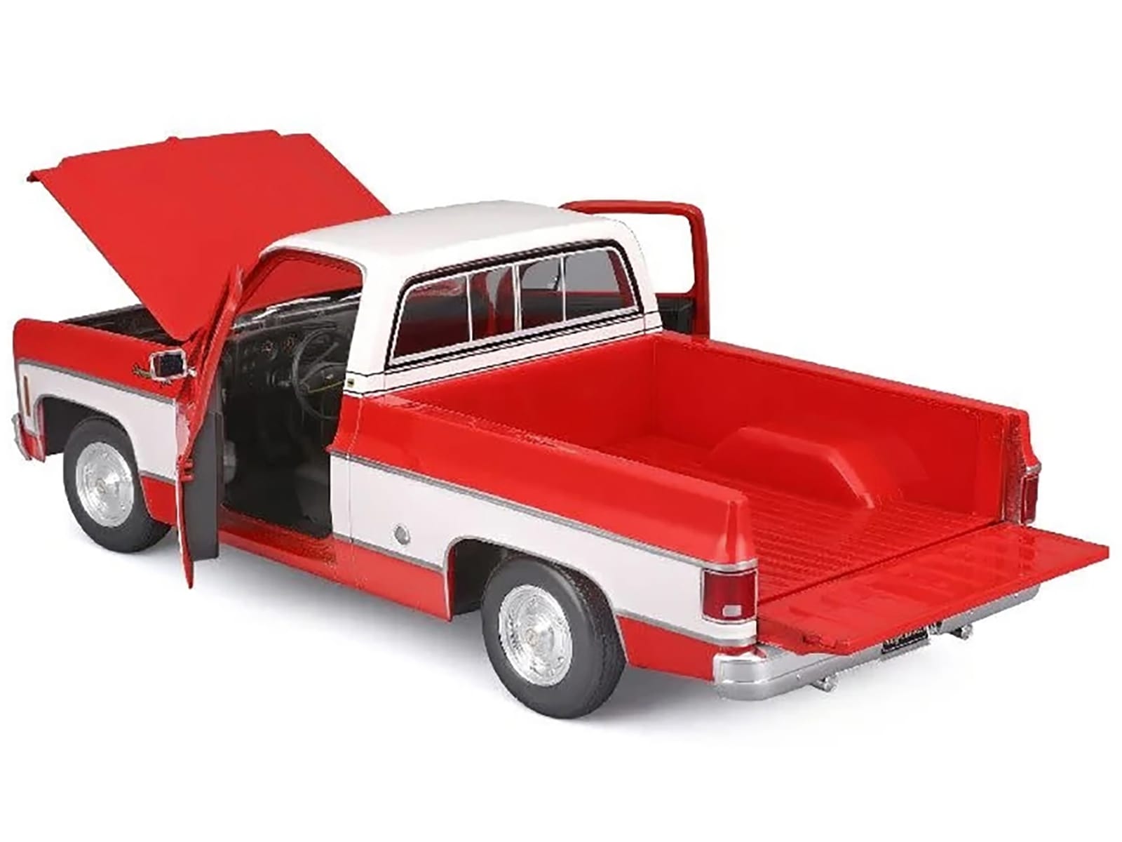 1974 Chevrolet C10 Cheyenne Super Pickup Truck Red and White "Special Edition" Series 1/18 Diecast Model Car by Maisto - Image 3