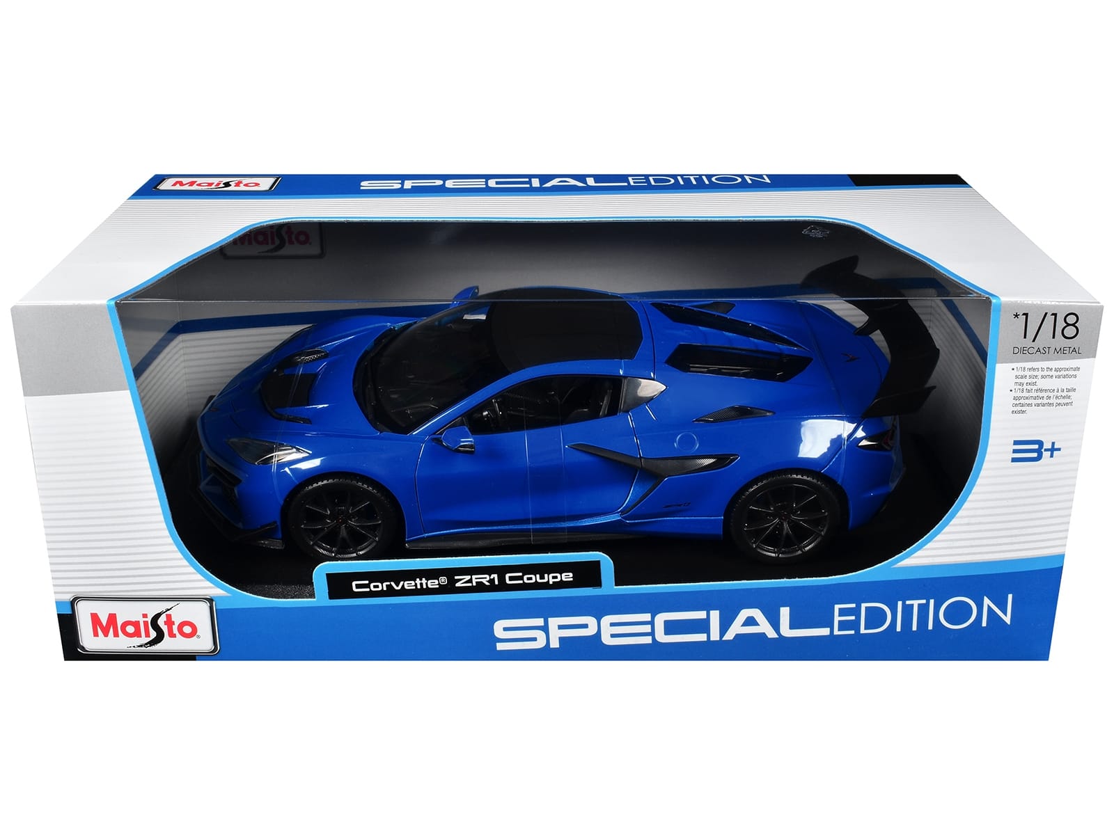 Chevrolet Corvette ZR1 Coupe Blue with Carbon Top "Special Edition" Series 1/18 Diecast Model Car by Maisto - Image 3