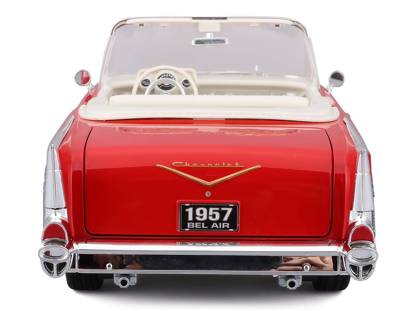 1957 Chevrolet Bel Air Convertible Red with White Interior "Special Edition" Series 1/18 Diecast Model Car by Maisto - Image 5