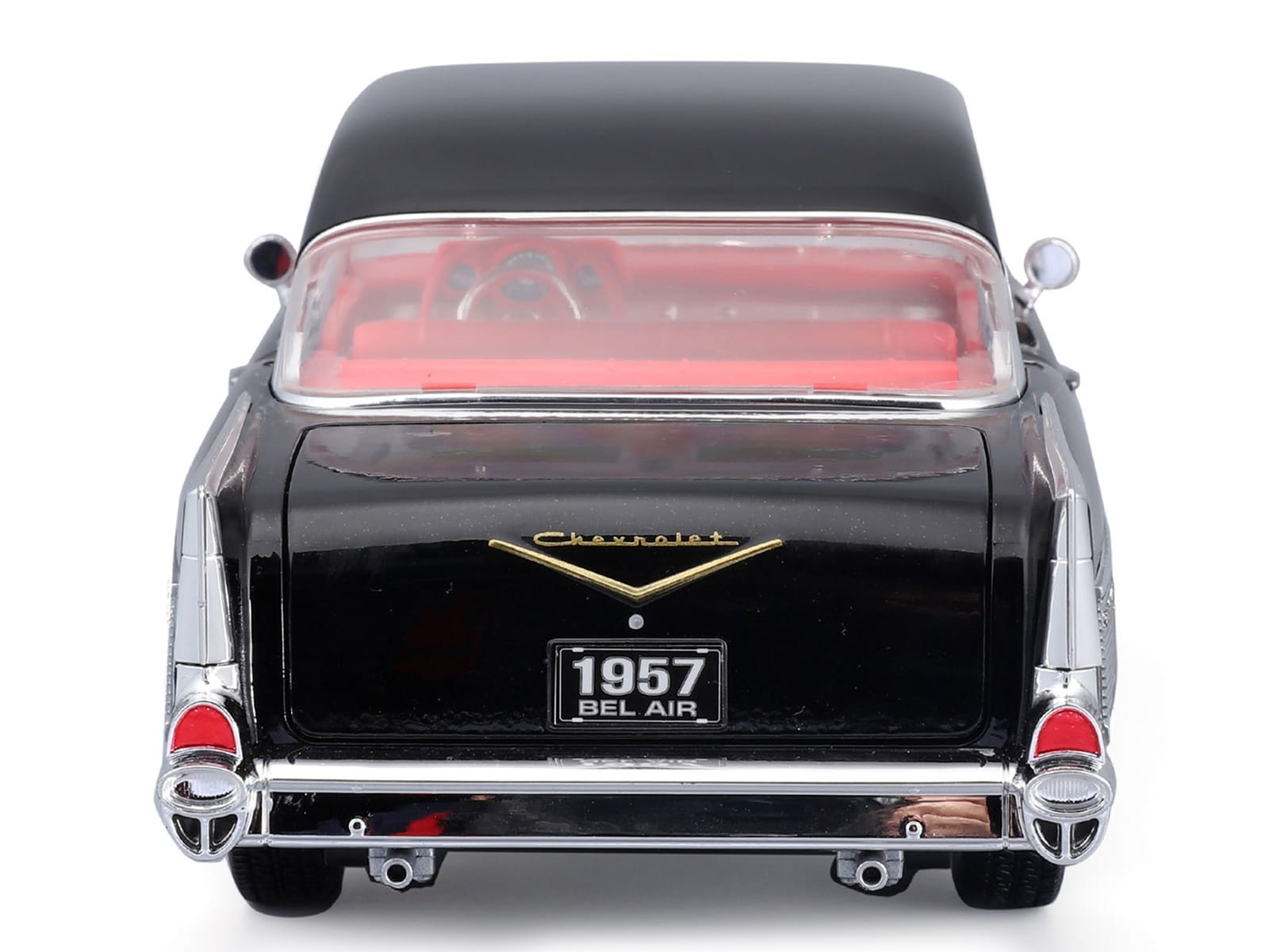 1957 Chevrolet Bel Air Coupe Black with Red Interior "Special Edition" Series 1/18 Diecast Model Car by Maisto - Image 4