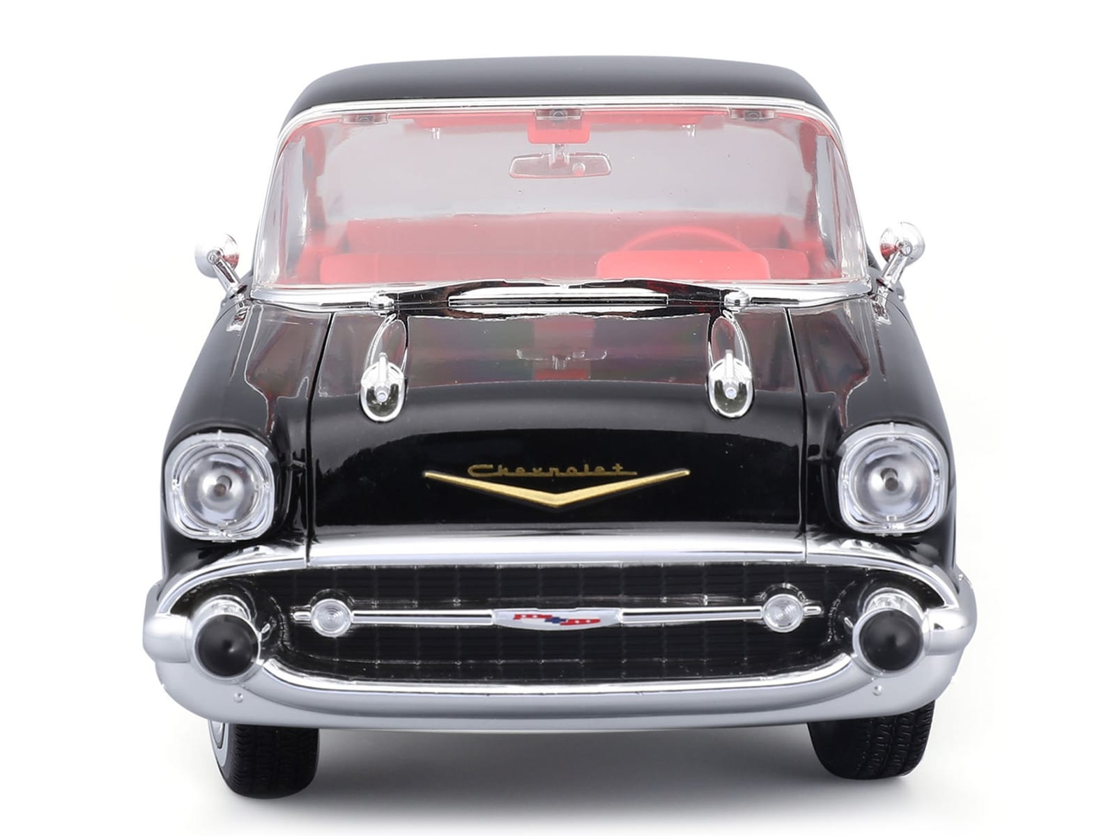 1957 Chevrolet Bel Air Coupe Black with Red Interior "Special Edition" Series 1/18 Diecast Model Car by Maisto - Image 5