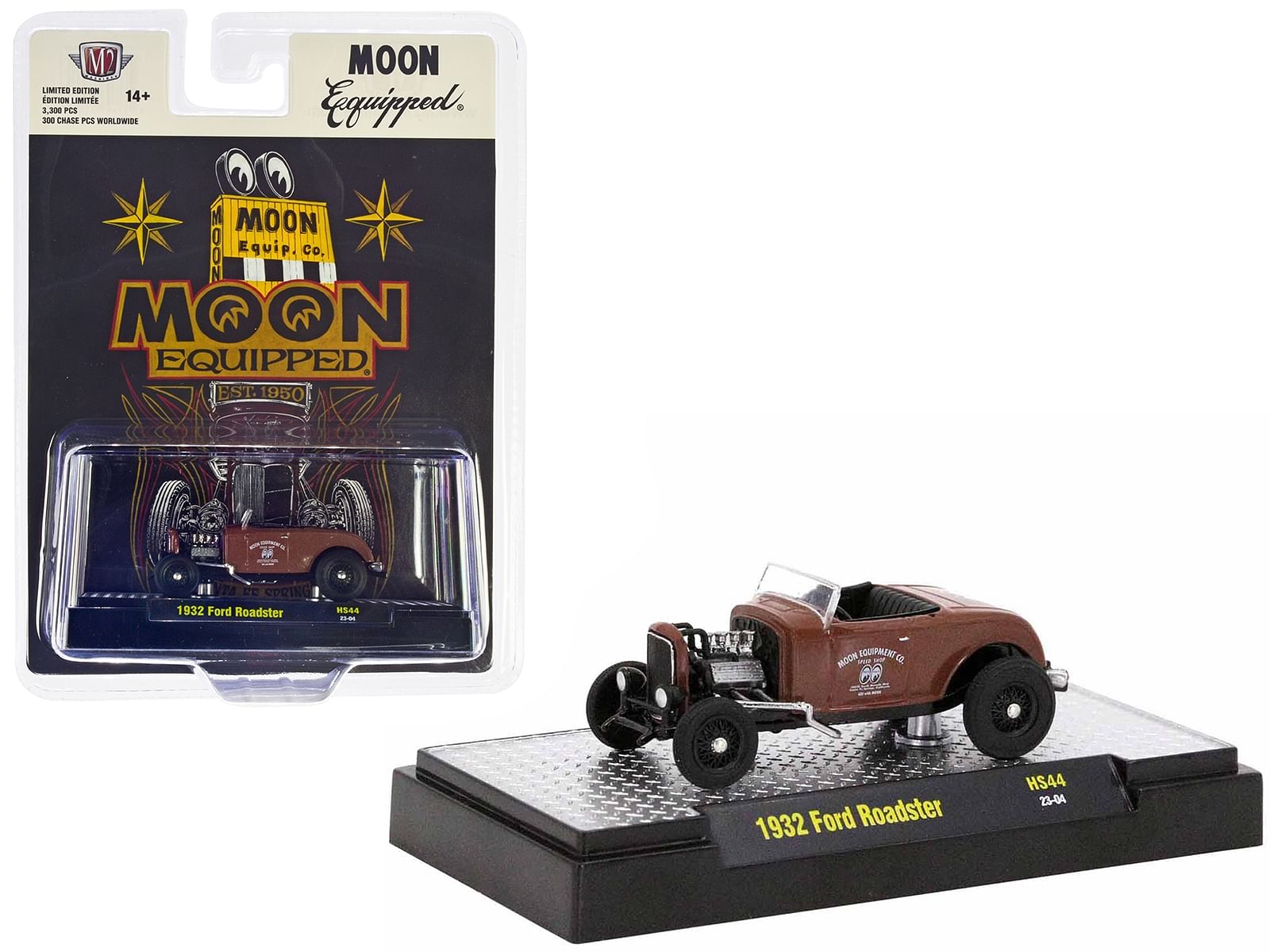 1932 Ford Roadster Brown Primer “Mooneyes – Moon Equipped” Limited Edition to 3300 pieces Worldwide 1/64 Diecast Model Car by M2 Machines