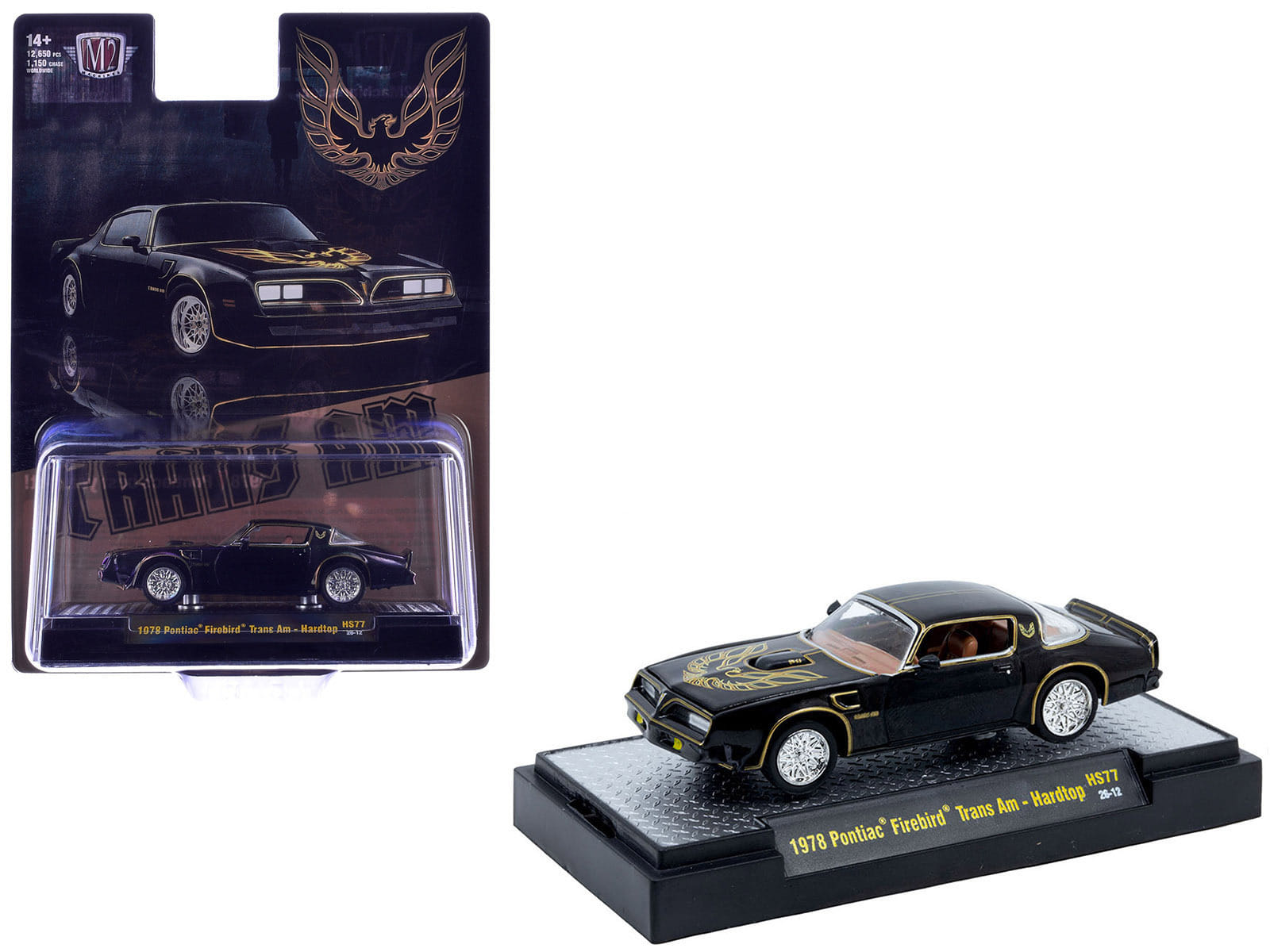 1978 Pontiac Firebird Trans Am Black with Hood Graphics Limited Edition to 12650 pieces Worldwide 1/64 Diecast Model Car by M2 Machines