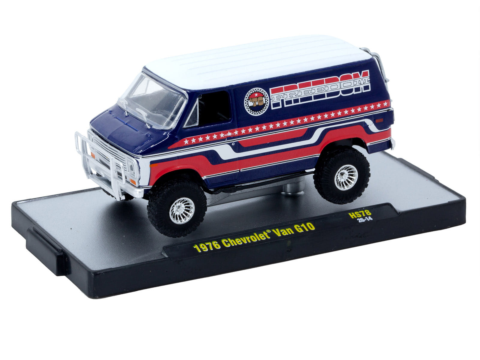 1976 Chevrolet G10 Van "Freedom '76" Dark Blue with White Top and Red and White Graphics Limited Edition to 7766 pieces 1/64 Diecast Model Car by M2 Machines - Image 2