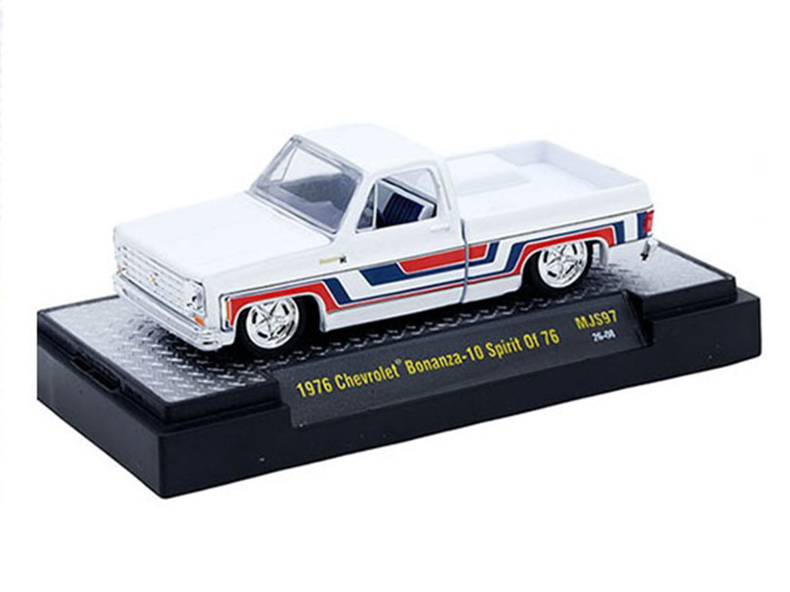 1976 Chevrolet Silverado Bonanza-10 Pickup Truck "Spirit of '76" White with Blue and Red Graphics Limited Edition to 12100 pieces Worldwide 1/64 Diecast Model Car by M2 Machines - Image 2