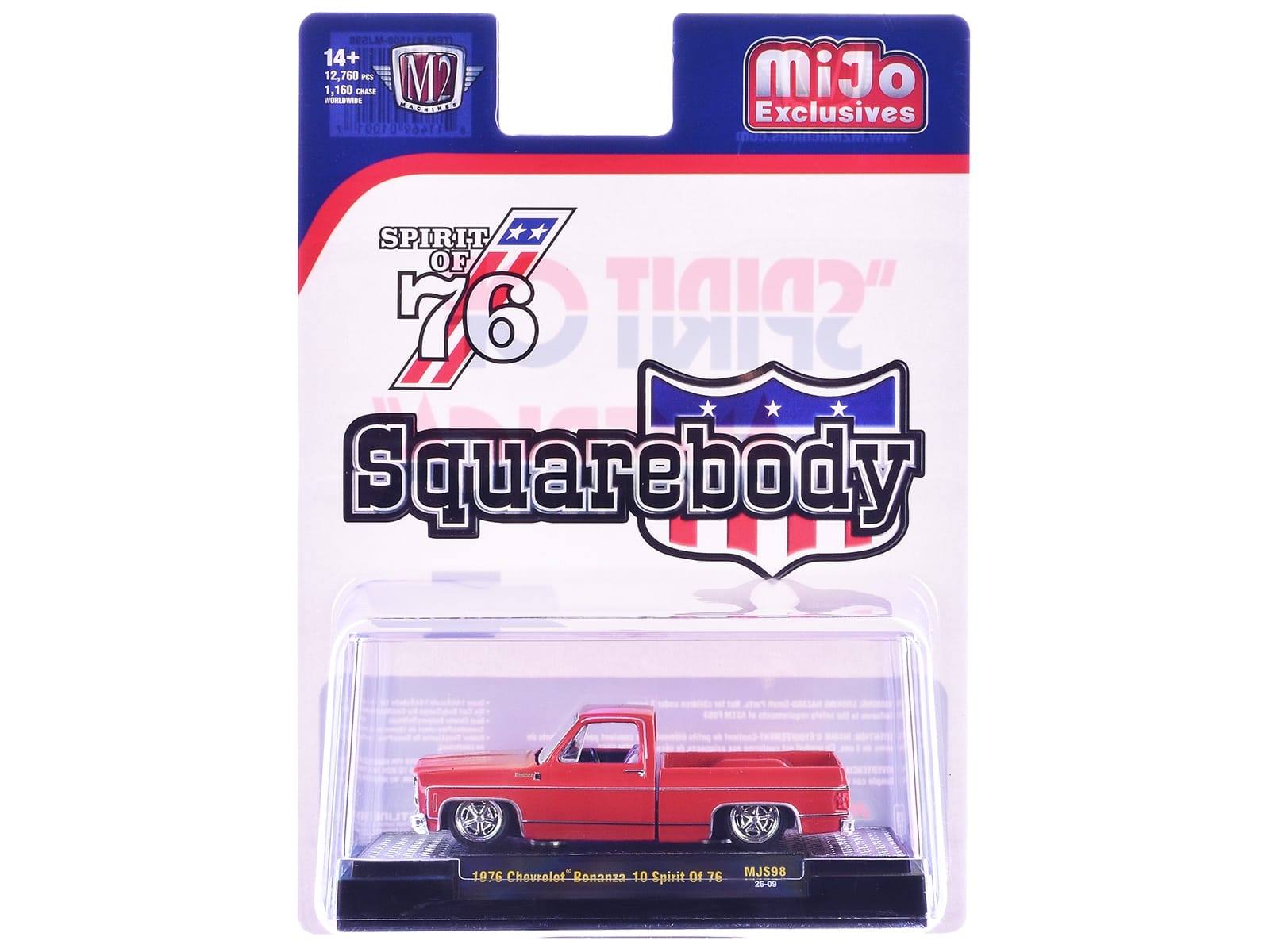 1976 Chevrolet Silverado Bonanza-10 Pickup Truck "Spirit of '76" Red Limited Edition to 12750 pieces Worldwide 1/64 Diecast Model Car by M2 Machines - Image 3