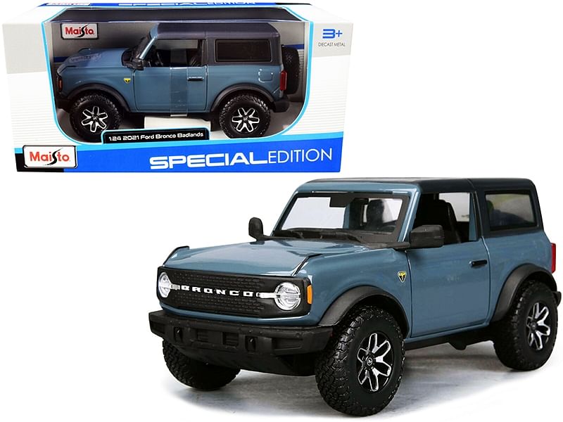 2021 Ford Bronco Badlands Blue with Black Top “Special Edition” 1/24 Diecast Model Car by Maisto