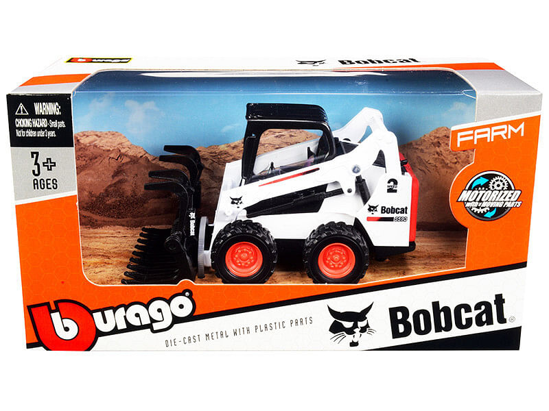 Bobcat S5900 Skid Steer Loader with Grapple White and Black “Farm” Series Diecast Model by Bburago