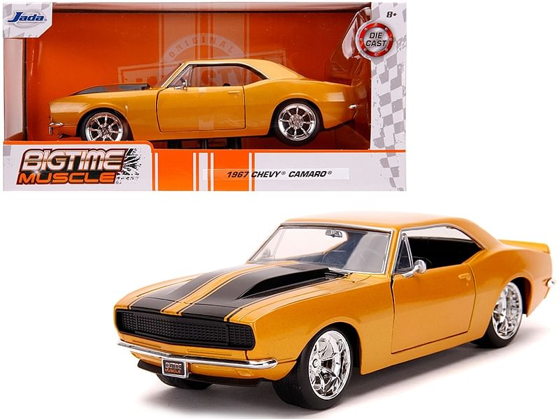 1967 Chevrolet Camaro Orange Metallic with Black Stripes “Bigtime Muscle” 1/24 Diecast Model Car by Jada