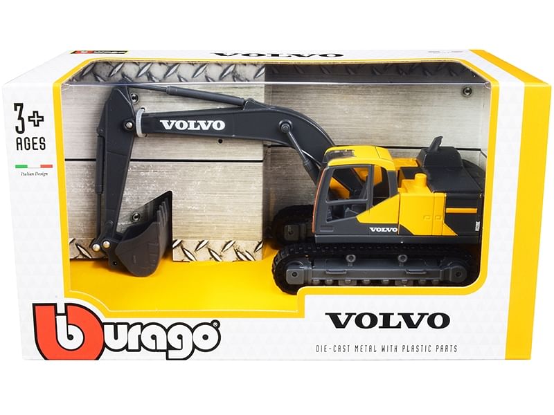 Volvo EC220E Tracked Excavator Yellow and Gray 1/50 Diecast Model by Bburago