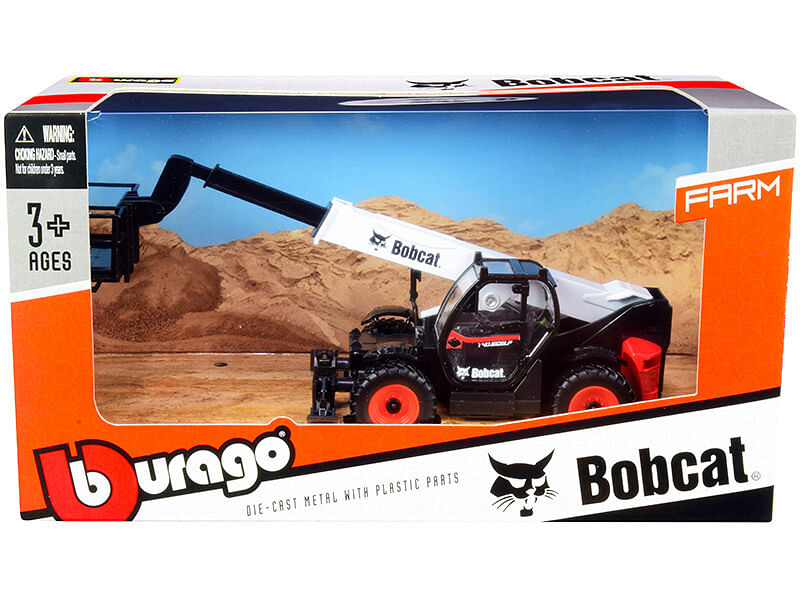 Bobcat T40.180SLP Telescopic Handler with Man Platform Black and White Diecast Model by Bburago