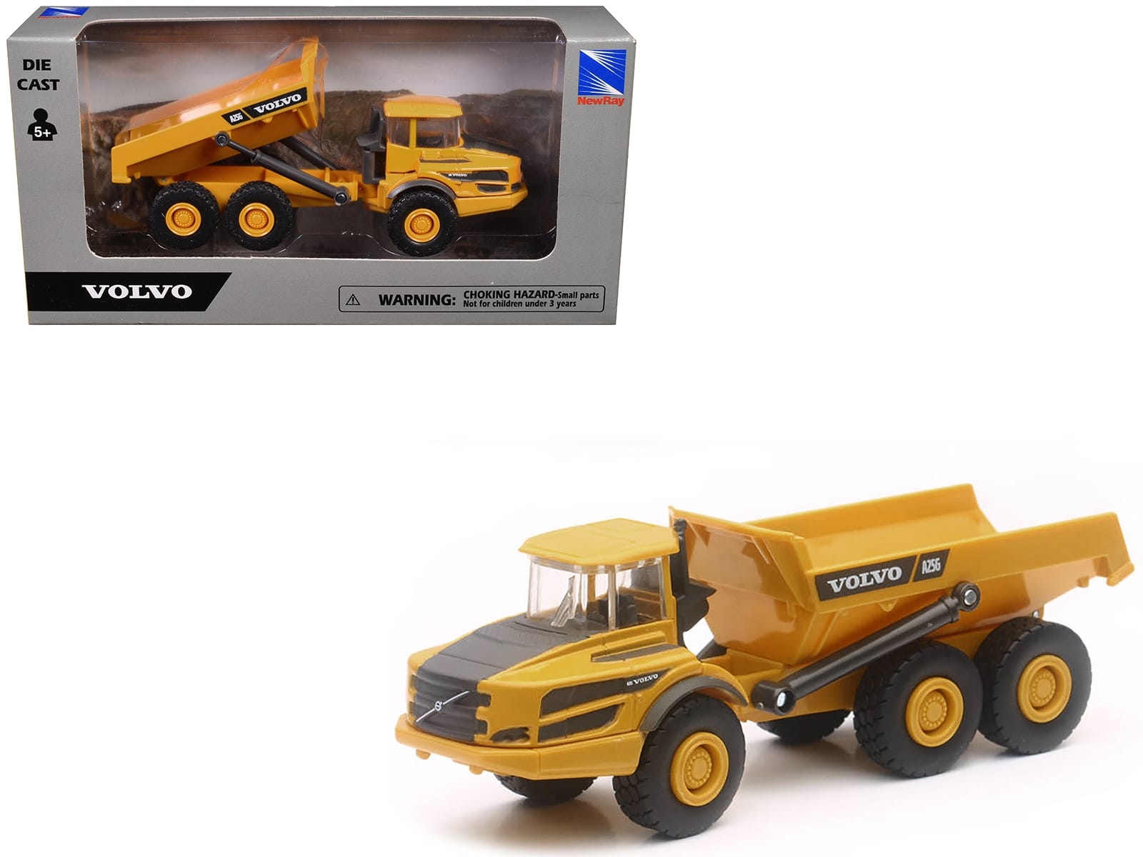 Volvo A25G Dump Truck Yellow Diecast Model by New Ray - Image 2