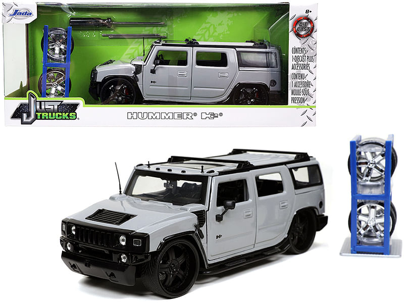 Hummer H2 Gray with Extra Wheels “Just Trucks” Series 1/24 Diecast Model Car by Jada