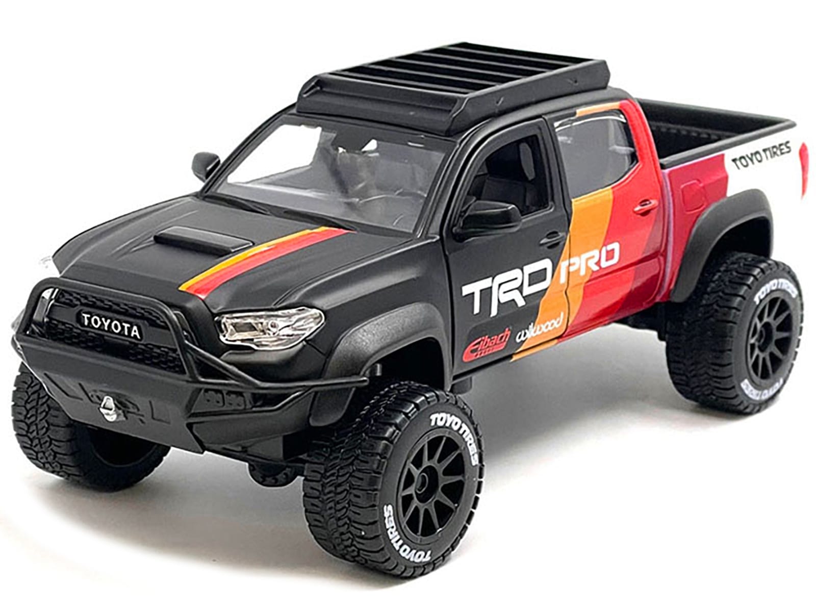 2023 Toyota Tacoma TRD PRO Off Road Pickup Truck Matt Black with Graphics and Roofrack "Maisto Design" Series 1/27 Diecast Model Car by Maisto - Image 3