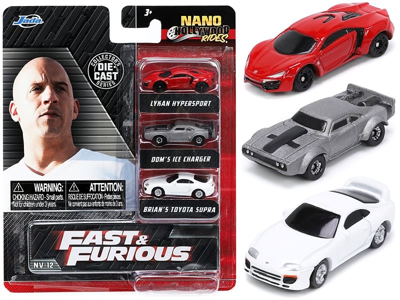“Fast & Furious” Movie 3 piece Set Series 4 “Nano Hollywood Rides” Series Diecast Model Cars by Jada