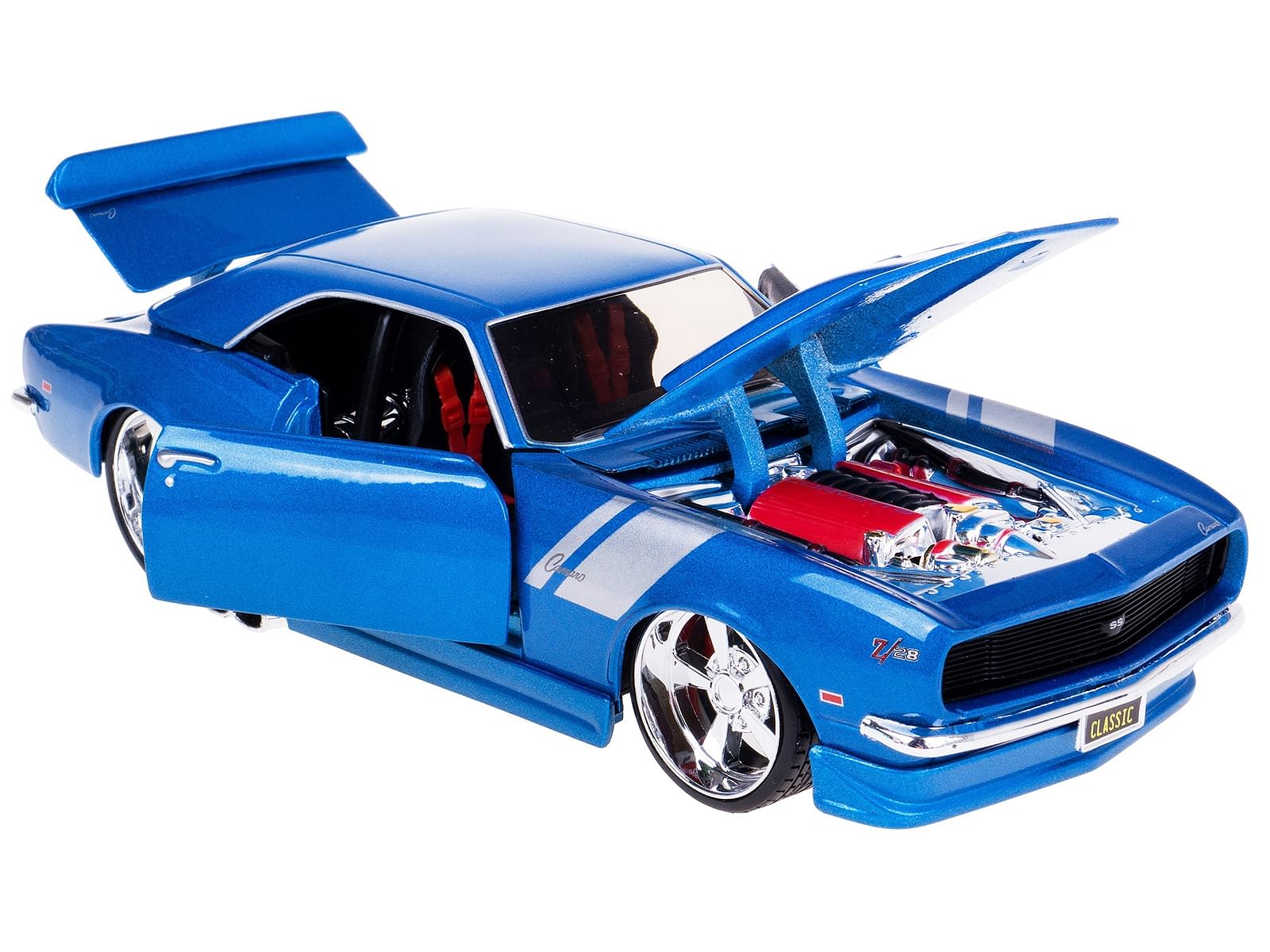 1968 Chevrolet Camaro Z/28 Blue Metallic with Silver Stripes “Classic Muscle” Series 1/24 Diecast Model Car by Maisto