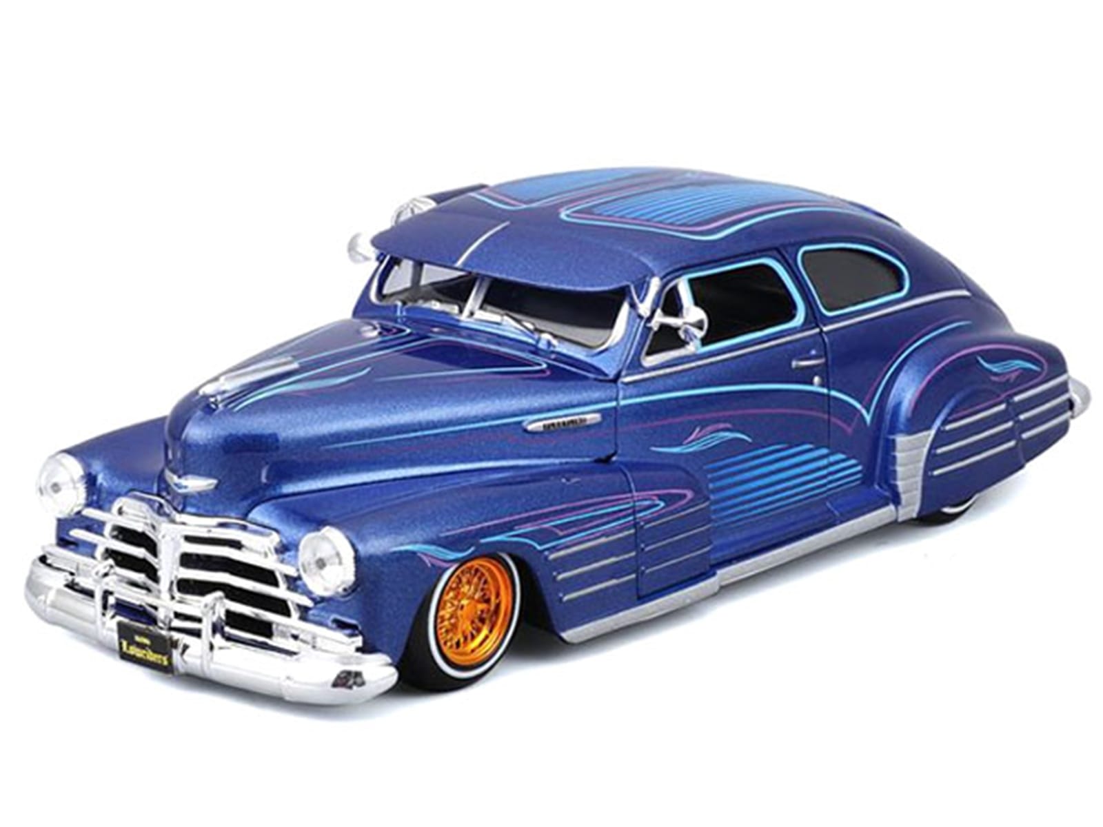 1948 Chevrolet Fleetline Lowrider Blue Metallic with Graphics "Maisto Design" Series 1/25 Diecast Model Car by Maisto - Image 2