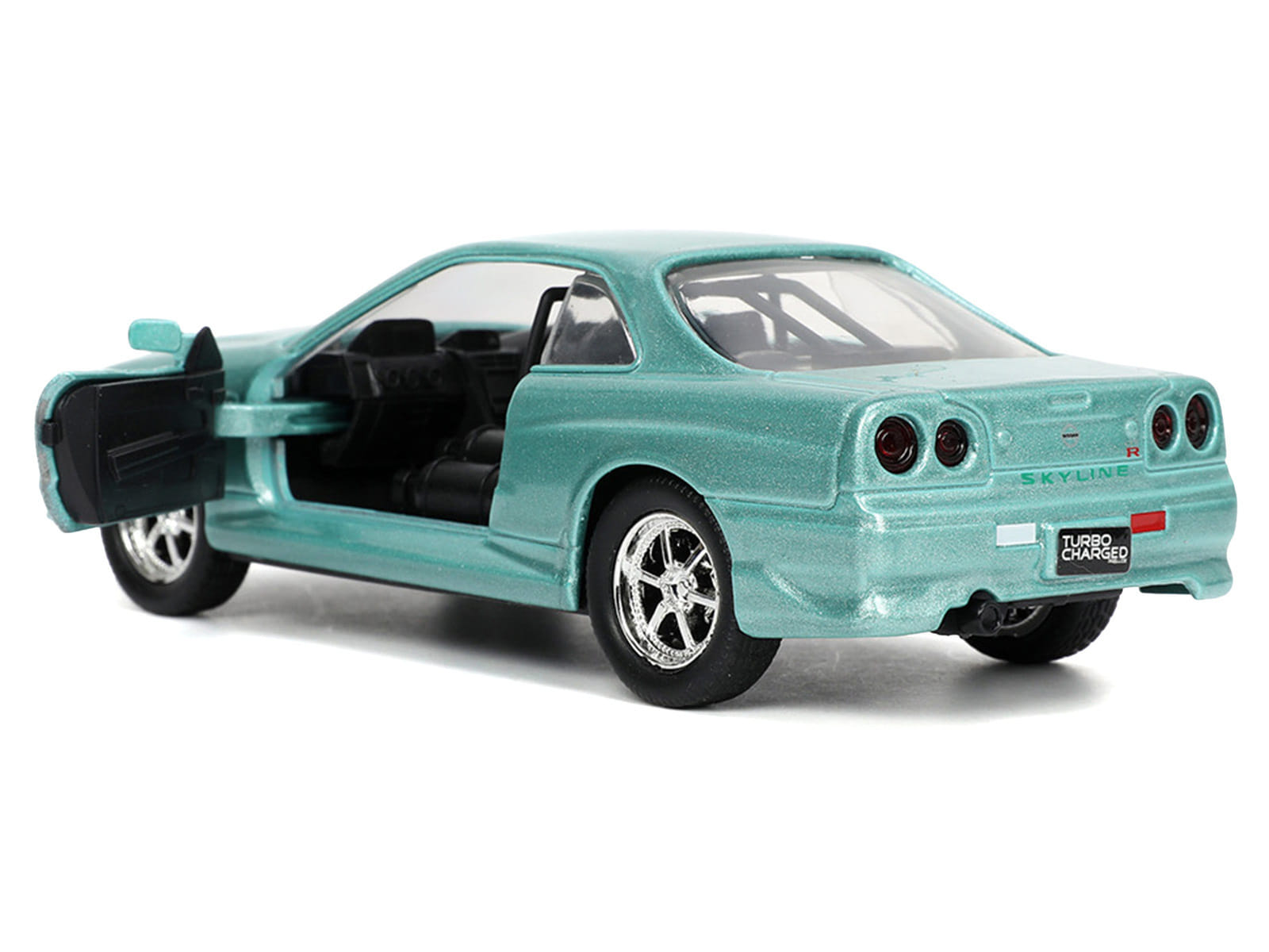 Brian's Nissan Skyline GT-R (BNR34) RHD (Right Hand Drive) Turquoise Metallic "Fast & Furious" Movie 1/32 Diecast Model Car by Jada - Image 4