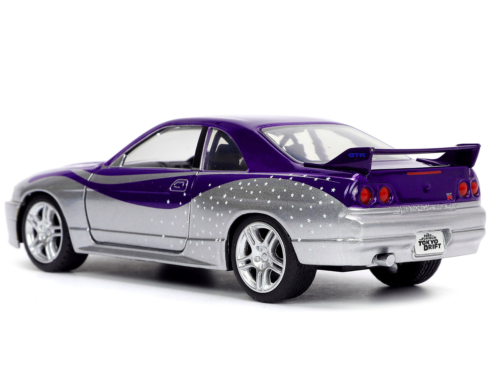 1995 Nissan Skyline GT-R (BCNR33) Purple and Silver Metallic “Fast & Furious” Series 1/32 Diecast Model Car by Jada