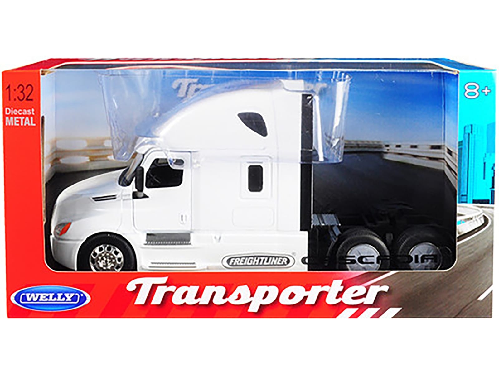 Freightliner Cascadia Truck White "Transporter" 1/32 Diecast Model by Welly - Image 3