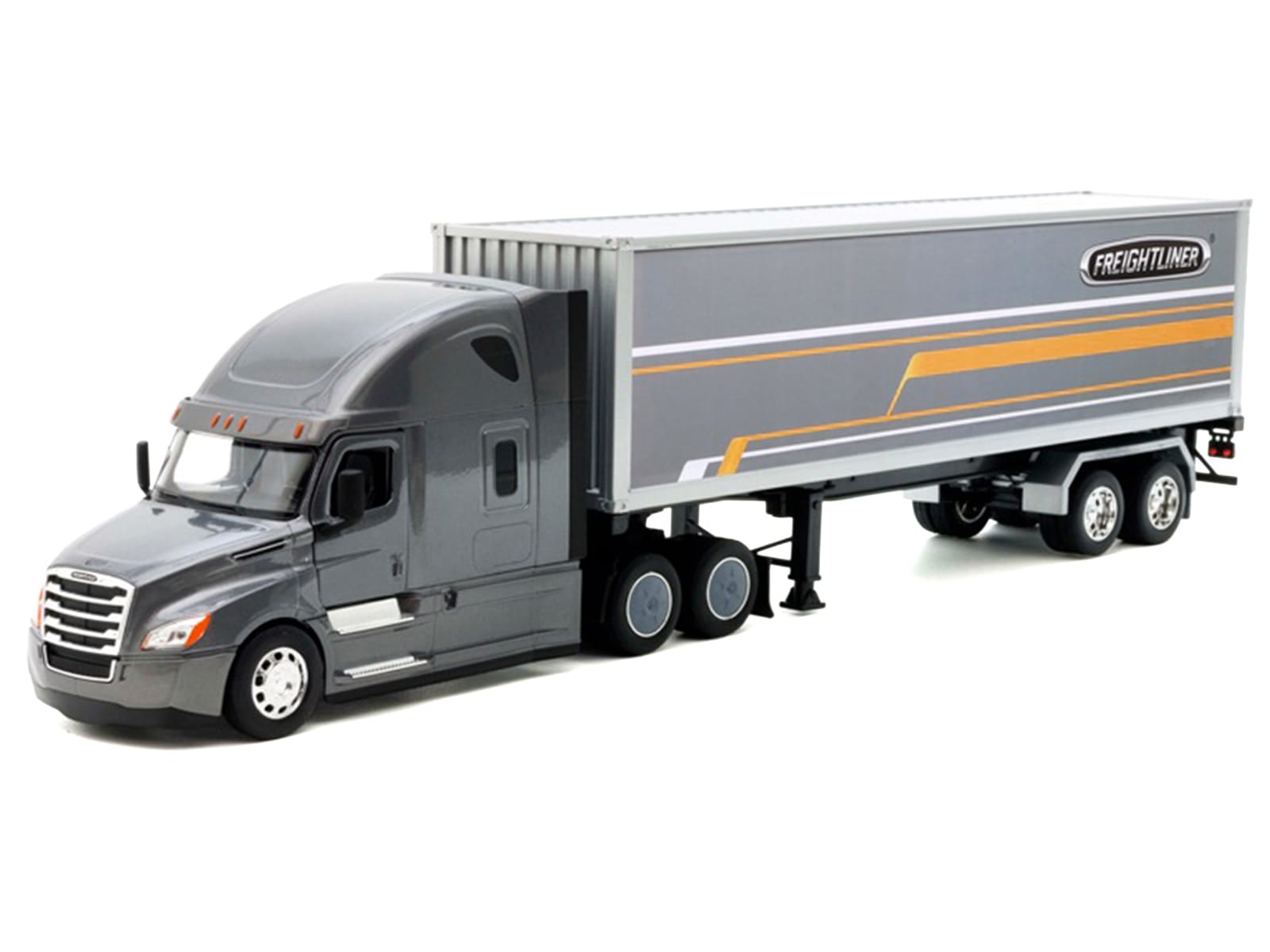 Freightliner Cascadia Truck Gray Metallic with Gray Container with Graphics "Transporter" Series 1/32 Diecast Model by Welly - Image 2