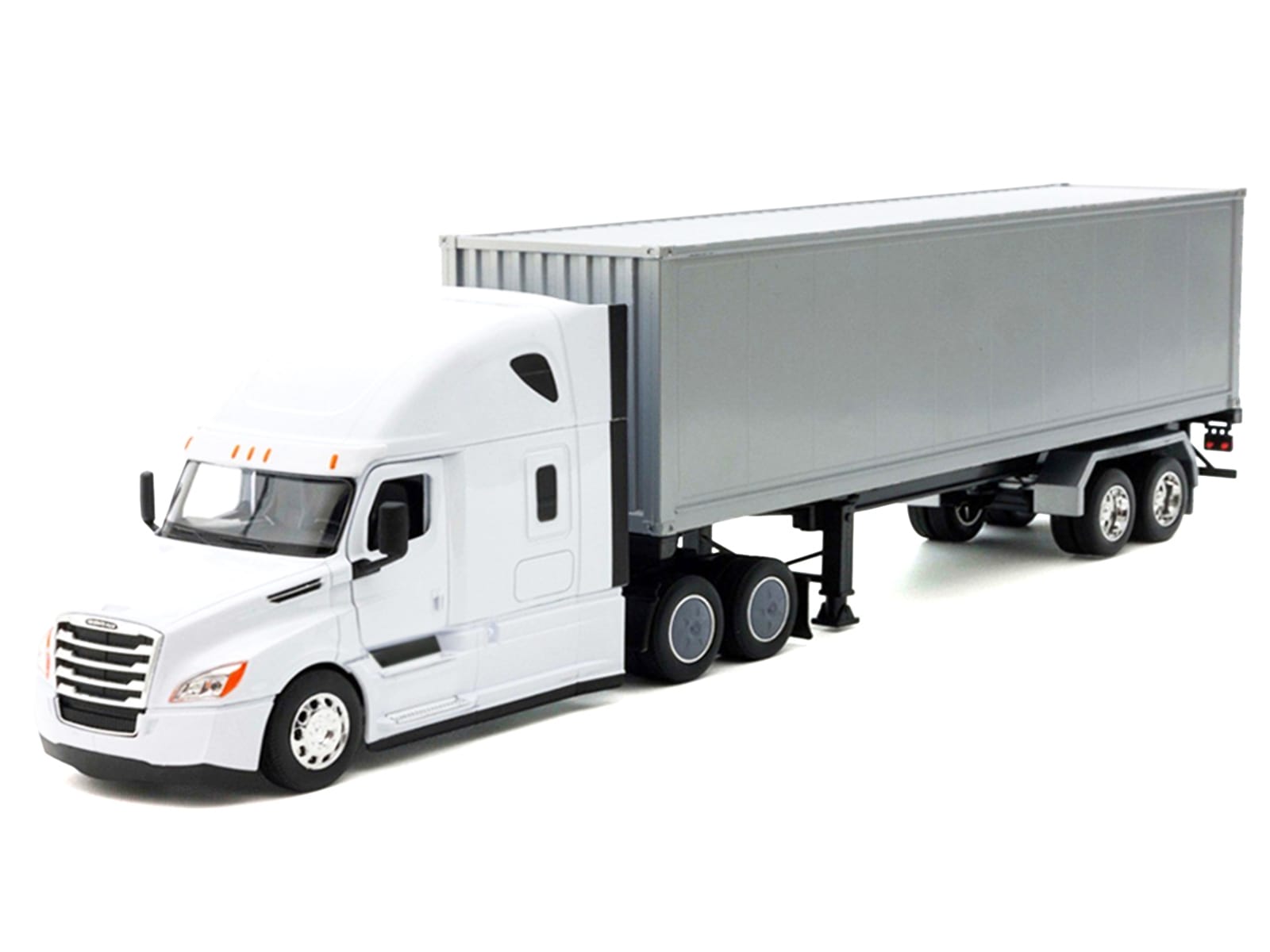 Freightliner Cascadia Truck White with Gray Container "Transporter" Series 1/32 Diecast Model by Welly - Image 2