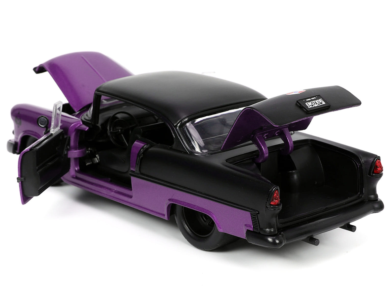 1955 Chevrolet Bel Air #24 Purple Metallic and Matt Black "Bigtime Muscle" Series 1/24 Diecast Model Car by Jada - Image 2