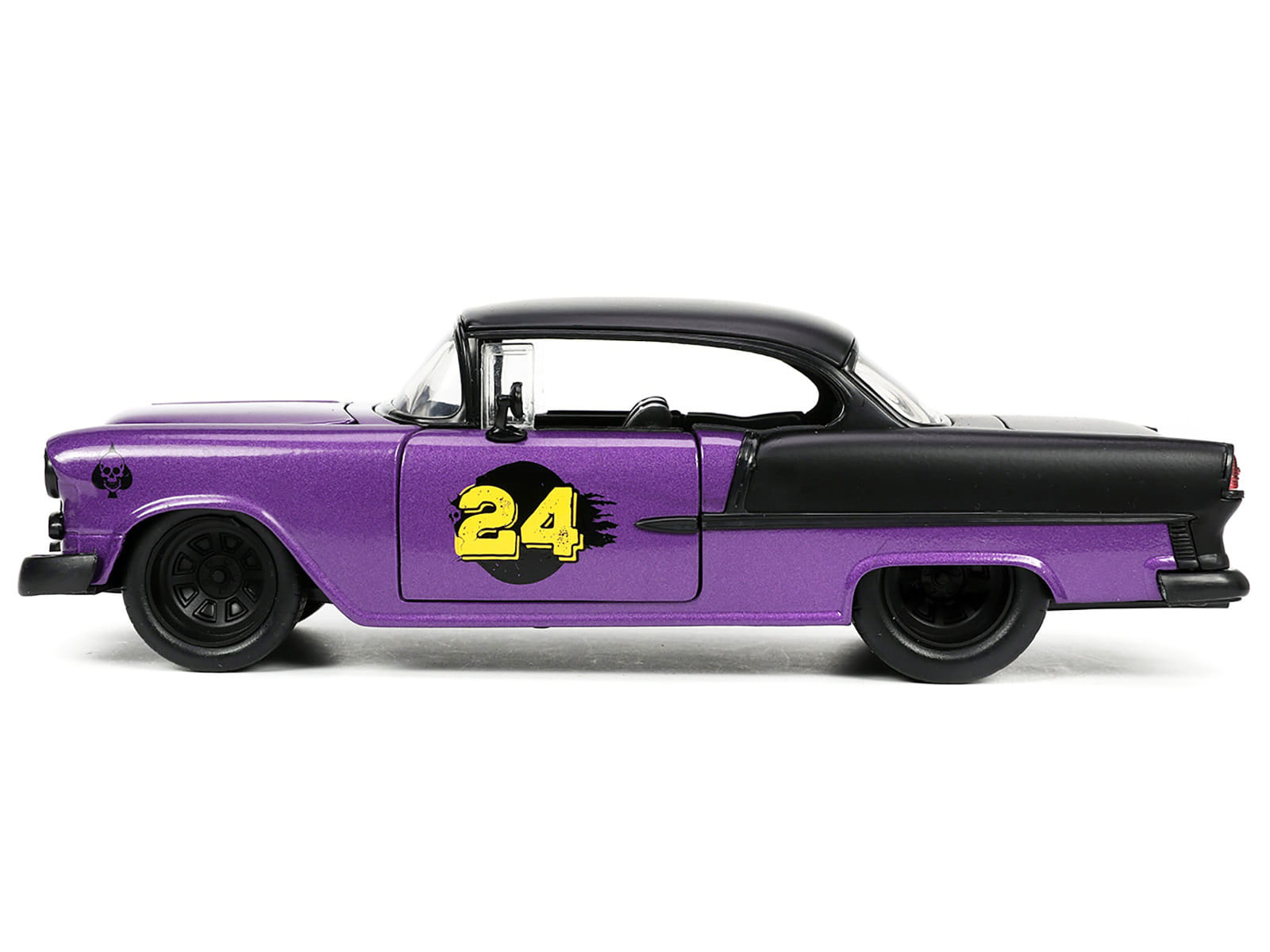1955 Chevrolet Bel Air #24 Purple Metallic and Matt Black "Bigtime Muscle" Series 1/24 Diecast Model Car by Jada - Image 4