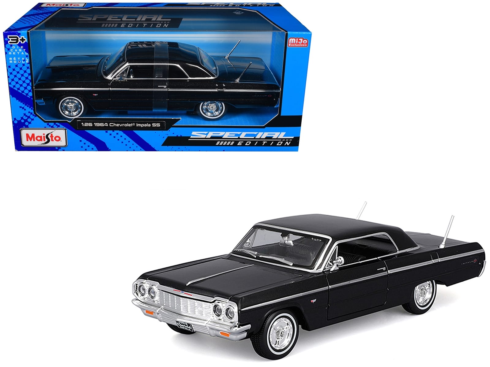 1964 Chevrolet Impala SS Black "Special Edition" Series 1/26 Diecast Model Car by Maisto - Image 3