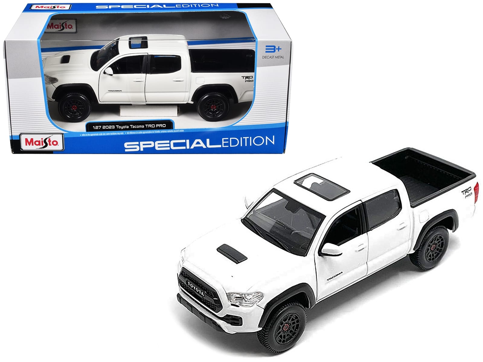 2023 Toyota Tacoma TRD PRO Pickup Truck White with Sunroof "Special Edition" Series 1/27 Diecast Model Car by Maisto - Image 2