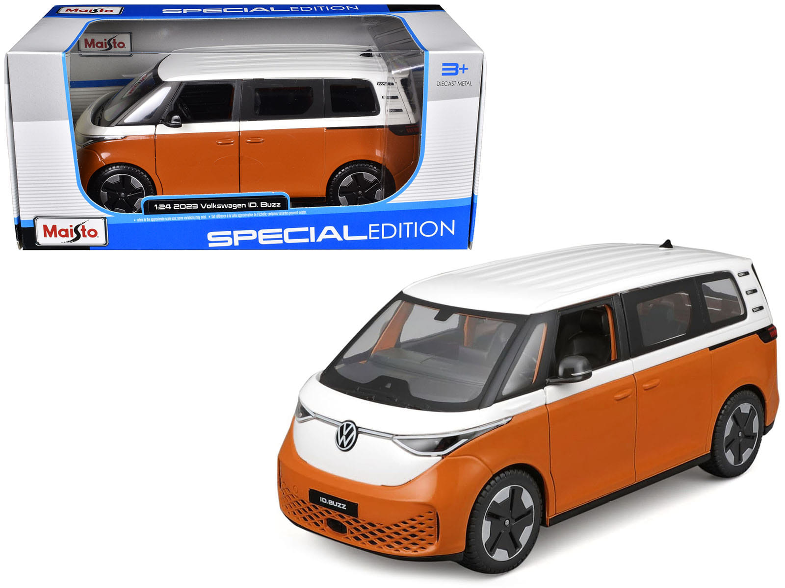 2023 Volkswagen ID. Buzz Van Orange and White "Special Edition" Series 1/24 Diecast Model Car by Maisto - Image 4
