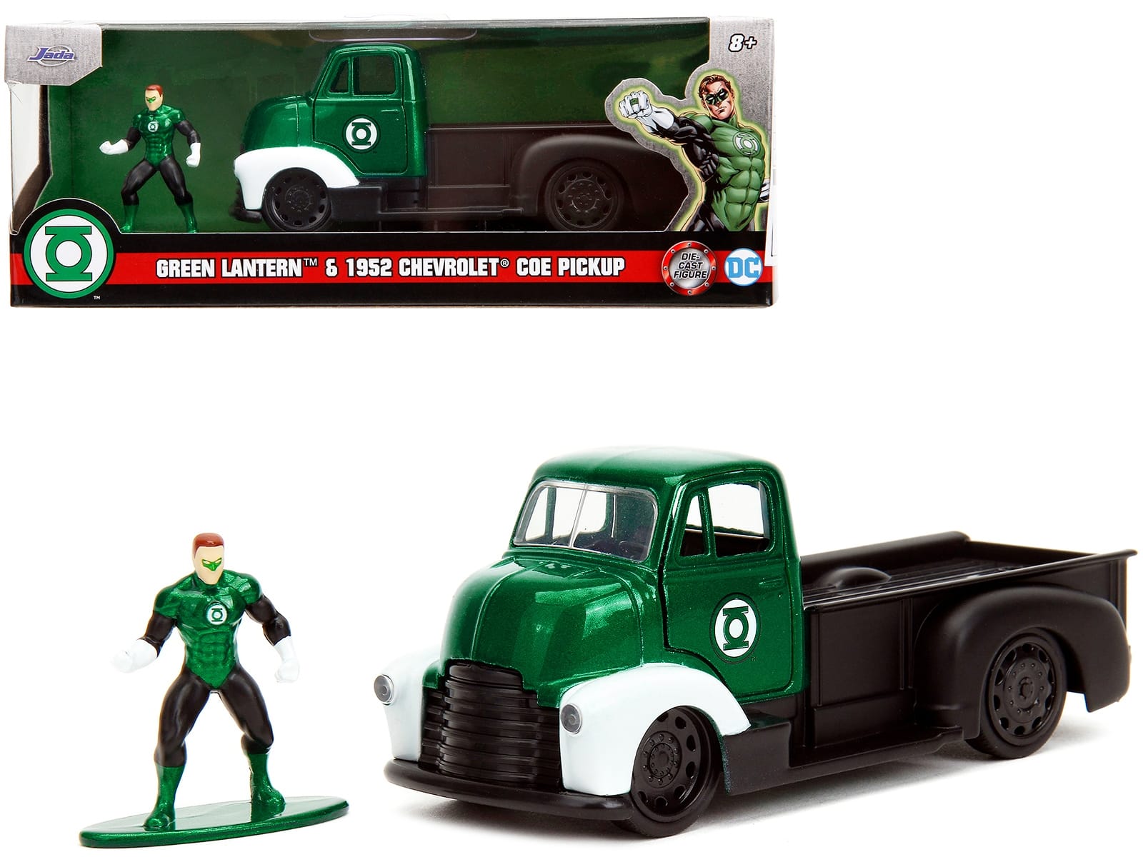 1952 Chevrolet COE Pickup Truck Green Metallic and Black and Green Lantern Diecast Figure "DC Comics" "Hollywood Rides" Series 1/32 Diecast Model Car by Jada - Image 5