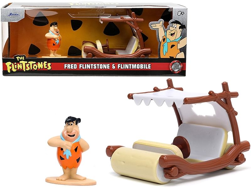 Flintmobile with Fred Flintstone Diecast Figurine “The Flintstones” “Hollywood Rides” Series 1/32 Diecast Model Car by Jada