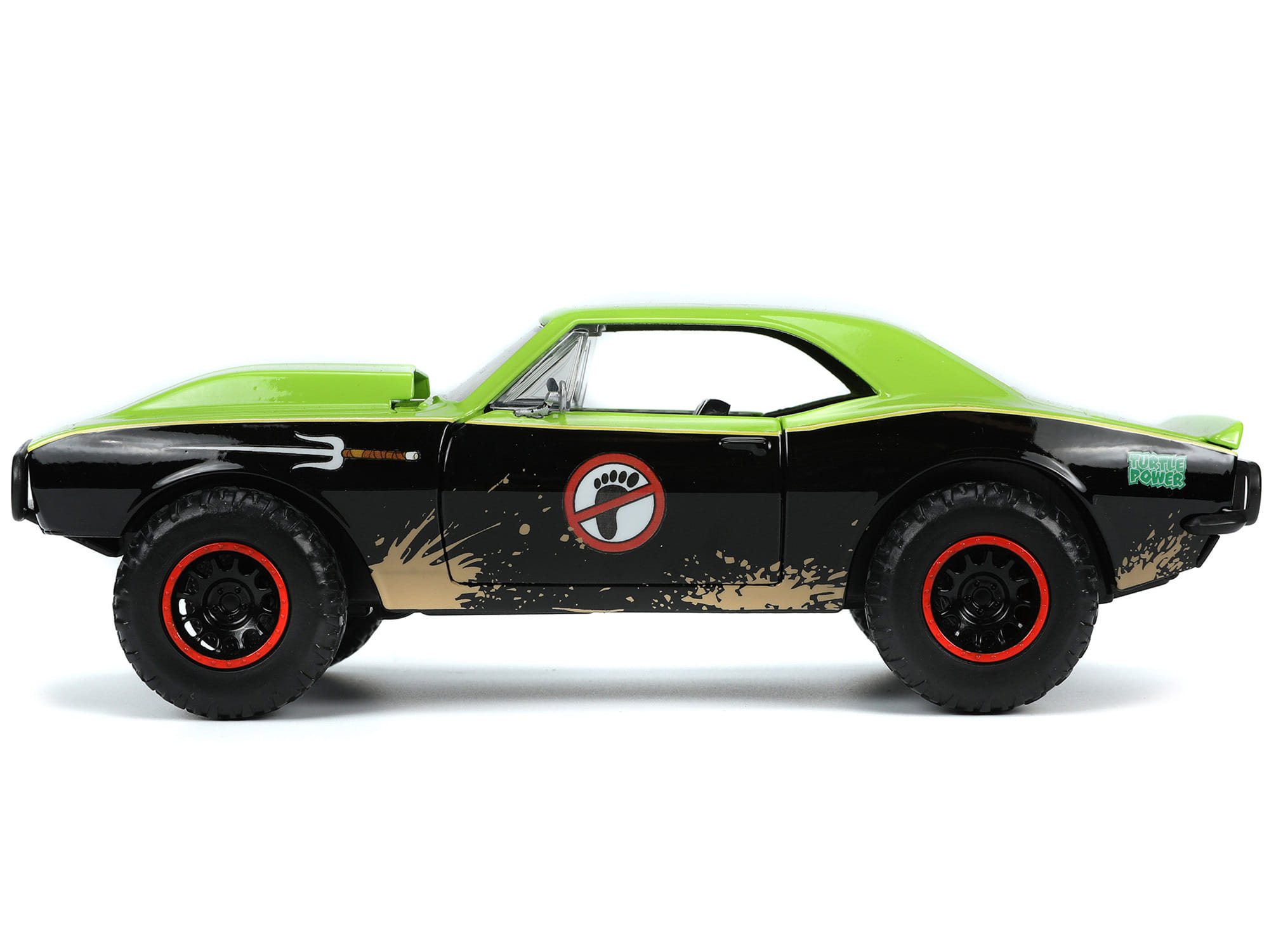 1967 Chevrolet Camaro Offroad Bright Green and Matt Black (Dirty Version) and Raphael Diecast Figure "Teenage Mutant Ninja Turtles" "Hollywood Rides" Series 1/24 Diecast Model Car by Jada - Image 4