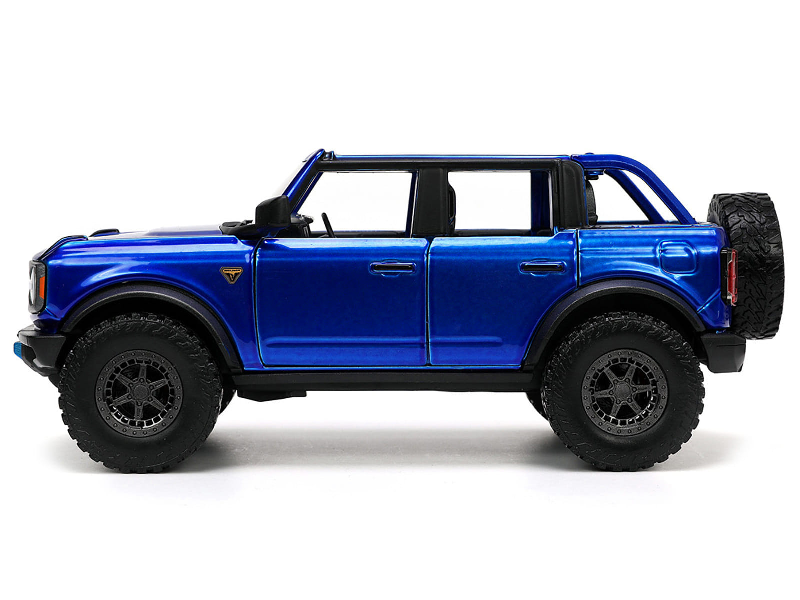 2021 Ford Bronco Open-Top Candy Blue Metallic with Extra Wheels "Just Trucks" Series 1/24 Diecast Model Car by Jada - Image 2