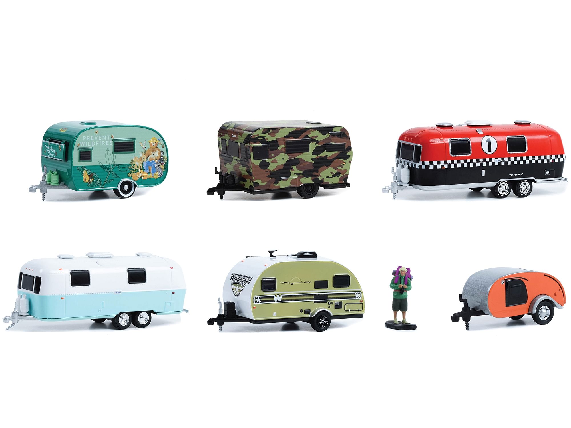 “Hitched Homes” 6 piece Travel Trailers Set Series 13 1/64 Diecast Models by Greenlight