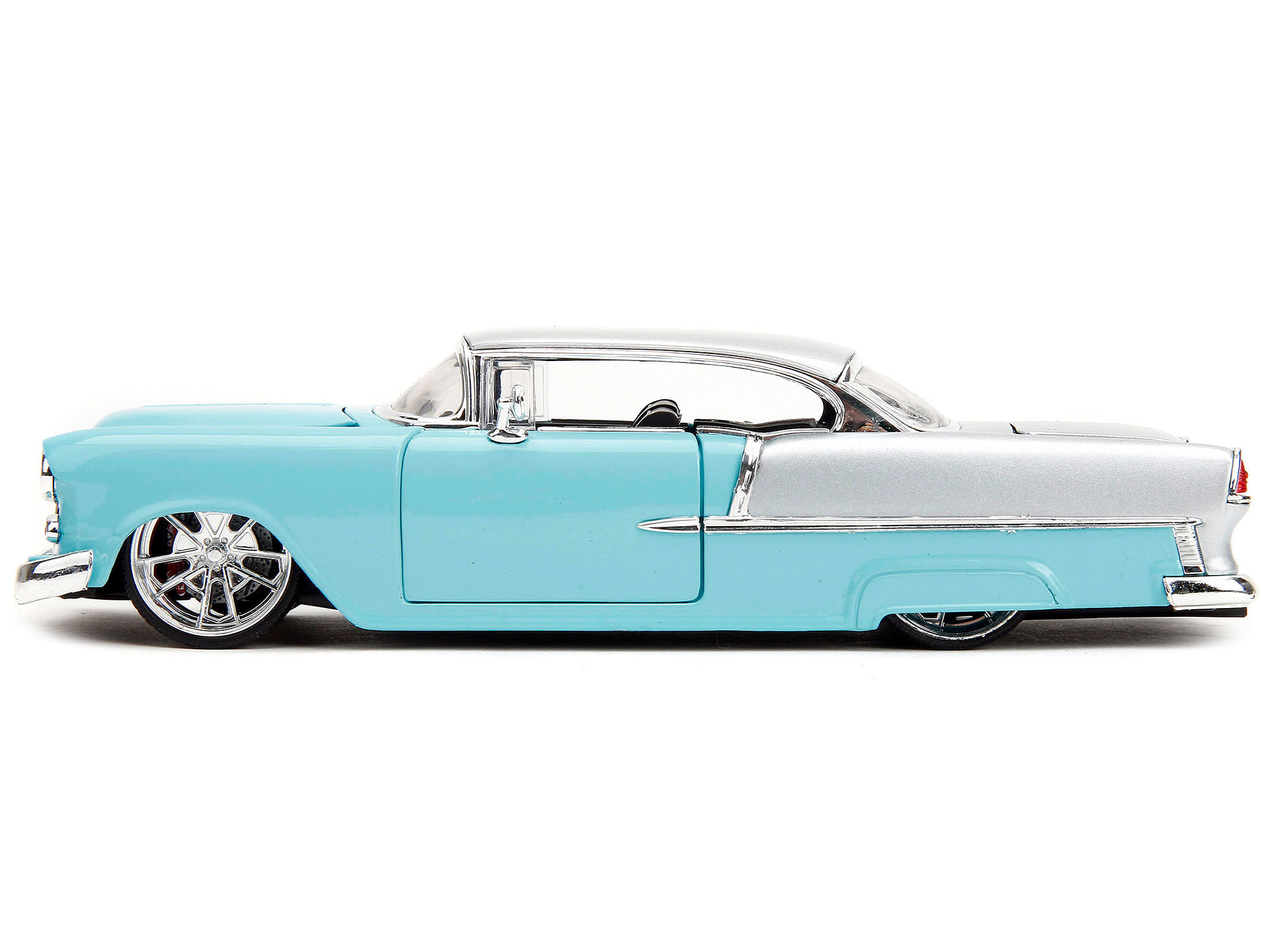 1955 Chevrolet Bel Air Light Blue and Silver Metallic “Bad Guys” “Bigtime Muscle” Series 1/24 Diecast Model Car by Jada