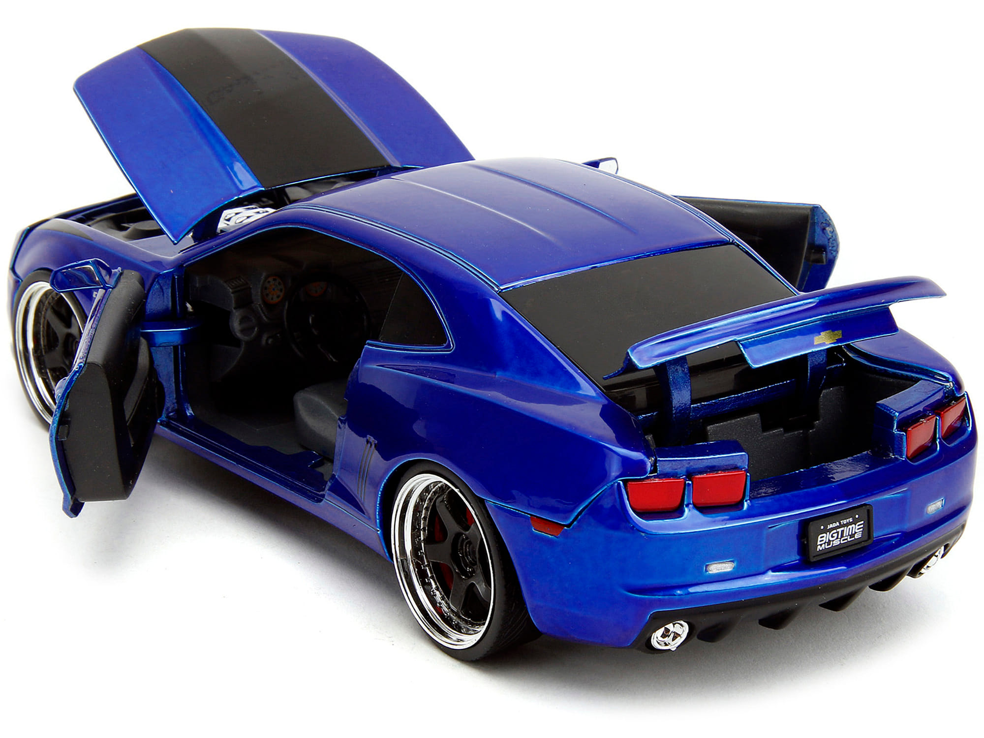 2010 Chevrolet Camaro Candy Blue with Black Hood "Bigtime Muscle" Series 1/24 Diecast Model Car by Jada - Image 3