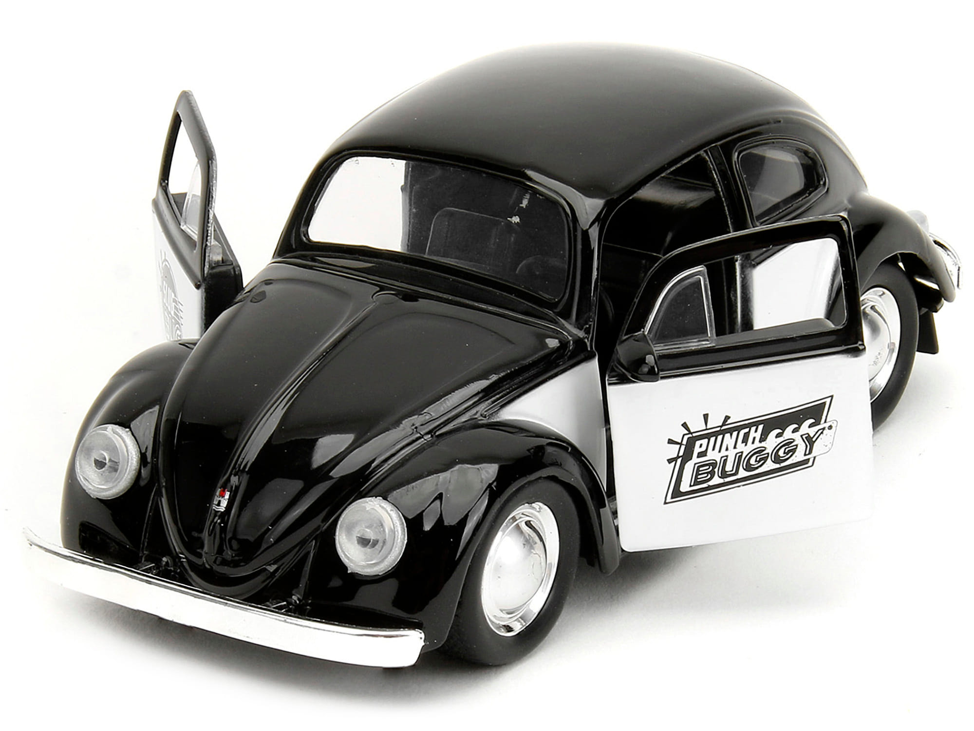 1959 Volkswagen Beetle "Punch Buggy" Black and White and Boxing Gloves Accessory "Punch Buggy" Series 1/32 Diecast Model Car by Jada - Image 3