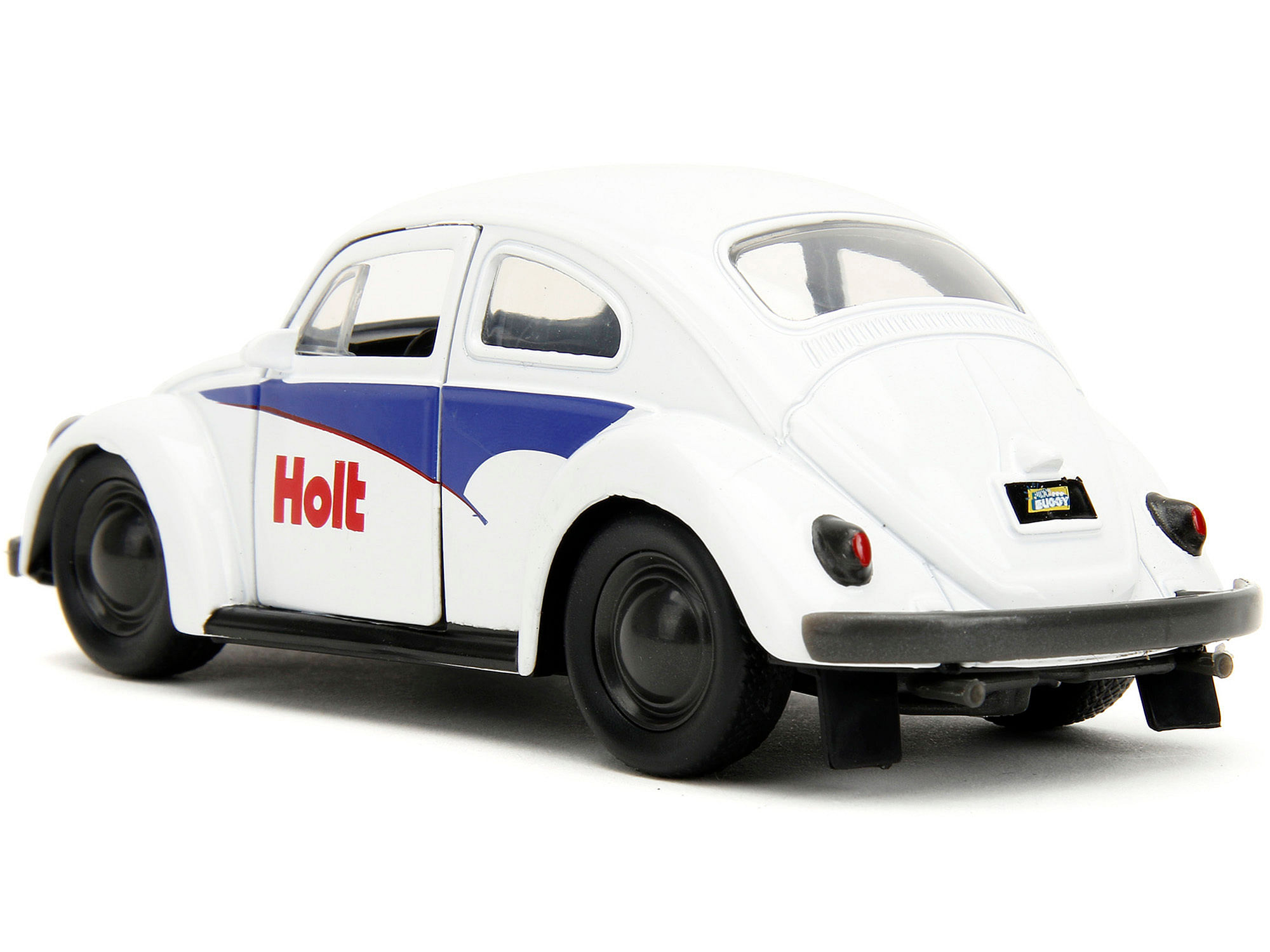 1959 Volkswagen Beetle “Holt” White with Blue Graphics and Boxing Gloves Accessory “Punch Buggy” Series 1/32 Diecast Model Car by Jada