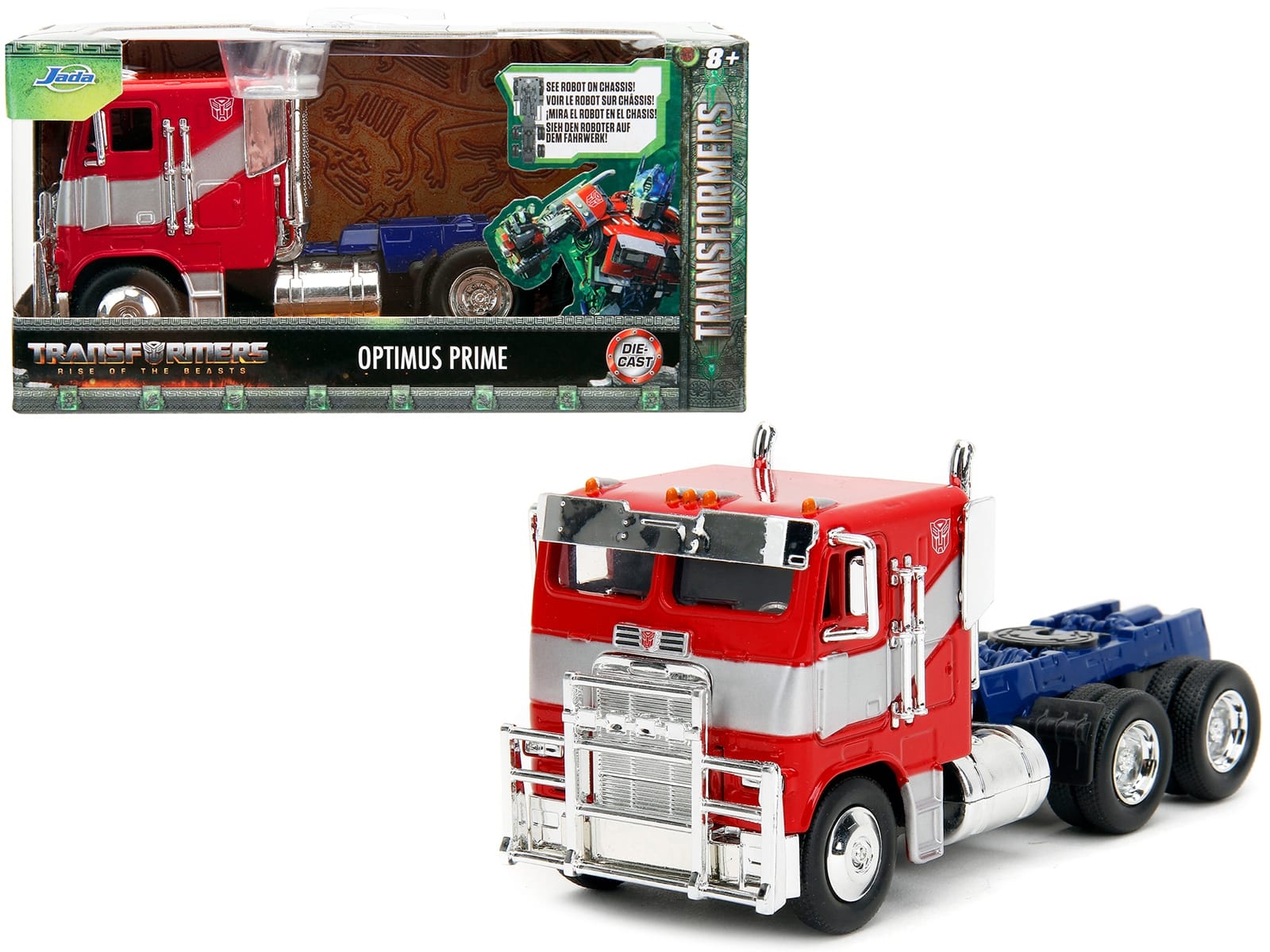 Optimus Prime Tractor Truck Red and Blue with Silver Stripes "Transformers: Rise of the Beasts" (2023) Movie "Hollywood Rides" Series 1/32 Diecast Model Car by Jada - Image 5