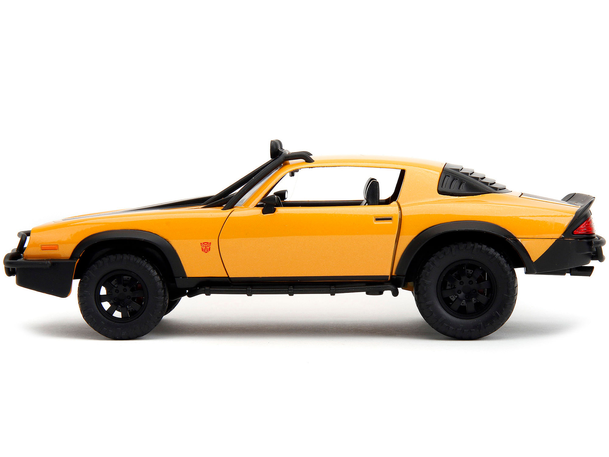 1977 Chevrolet Camaro Off-Road Version “Bumblebee” Yellow Metallic with Black Stripes and Transformers Logo Diecast Statue “Transformers: Rise of the Beasts” (2023) Movie “Hollywood Rides” Series 1/24 Diecast Model Car by Jada